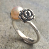 Vintage Pearl Ring - Rose Silver Ring - Natural Pearl Ring