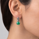 Emerald Boho Earrings - Tribal Emerald Earrings - Emerald Oval Earrings
