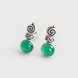 Emerald Boho Earrings - Tribal Emerald Earrings - Emerald Oval Earrings