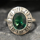 Green Emerald Ring - Green Boho Ring - Vintage Tribal Ring