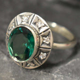 Green Emerald Ring - Green Boho Ring - Vintage Tribal Ring