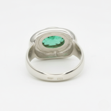 Timeless 925 Sterling Silver ring adorned with an exquisite oval Created Green Emerald, a must-have for May birthstone lovers.