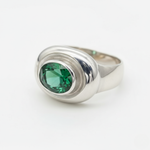 Chic 925 Sterling Silver ring showcasing a lush oval Created Green Emerald, ideal for gifts and special celebrations.