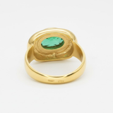 Beautiful 18k Gold Vermeil ring with an oval Created Green Emerald, a meaningful May birthstone gift for any occasion.