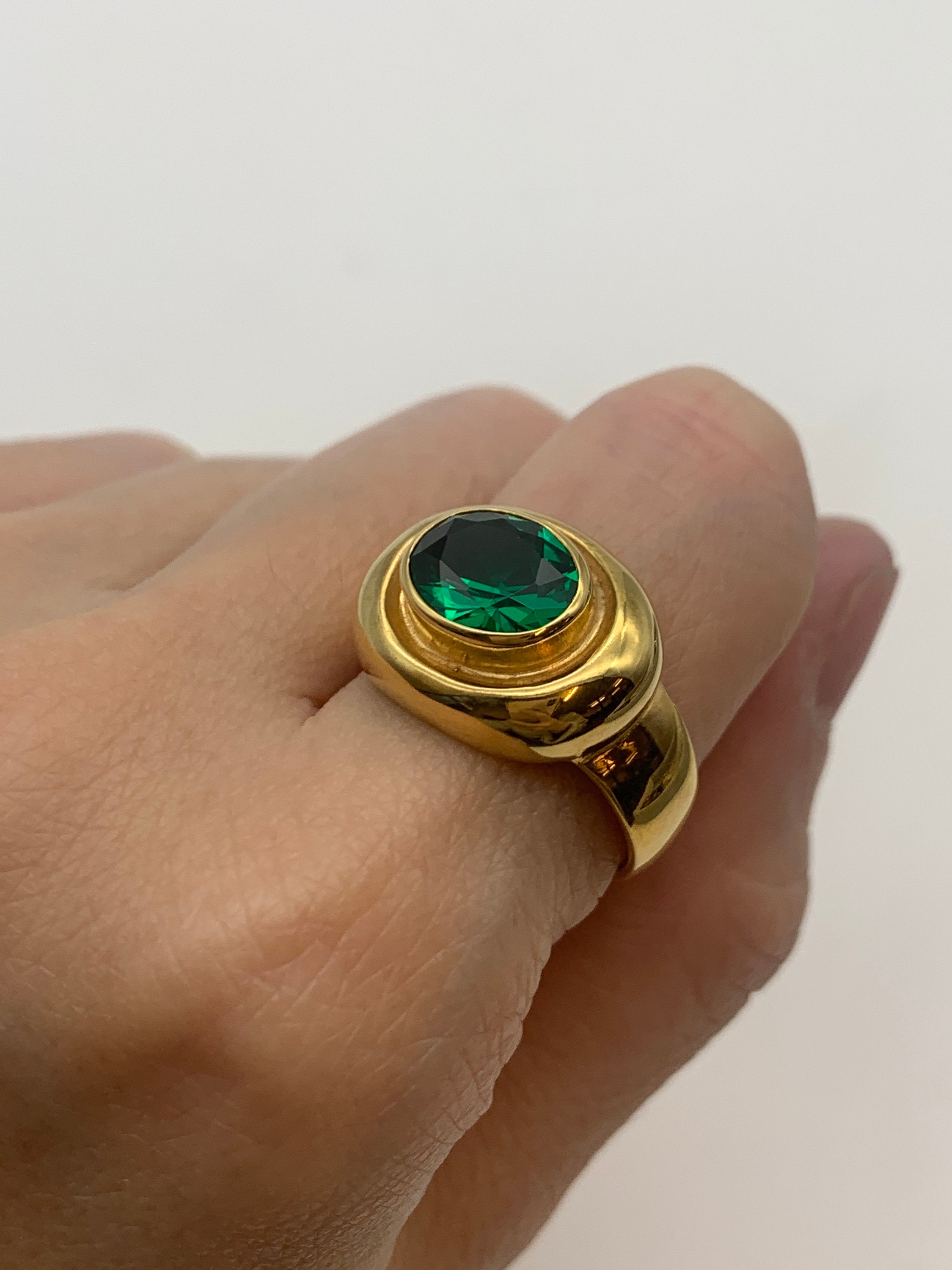 Large Emerald Ring, Created Emerald, Antique Ring, Vintage Ring, Statement Ring, Antique Rings, Sterling Silver Ring, Chunky Green Ring(1)