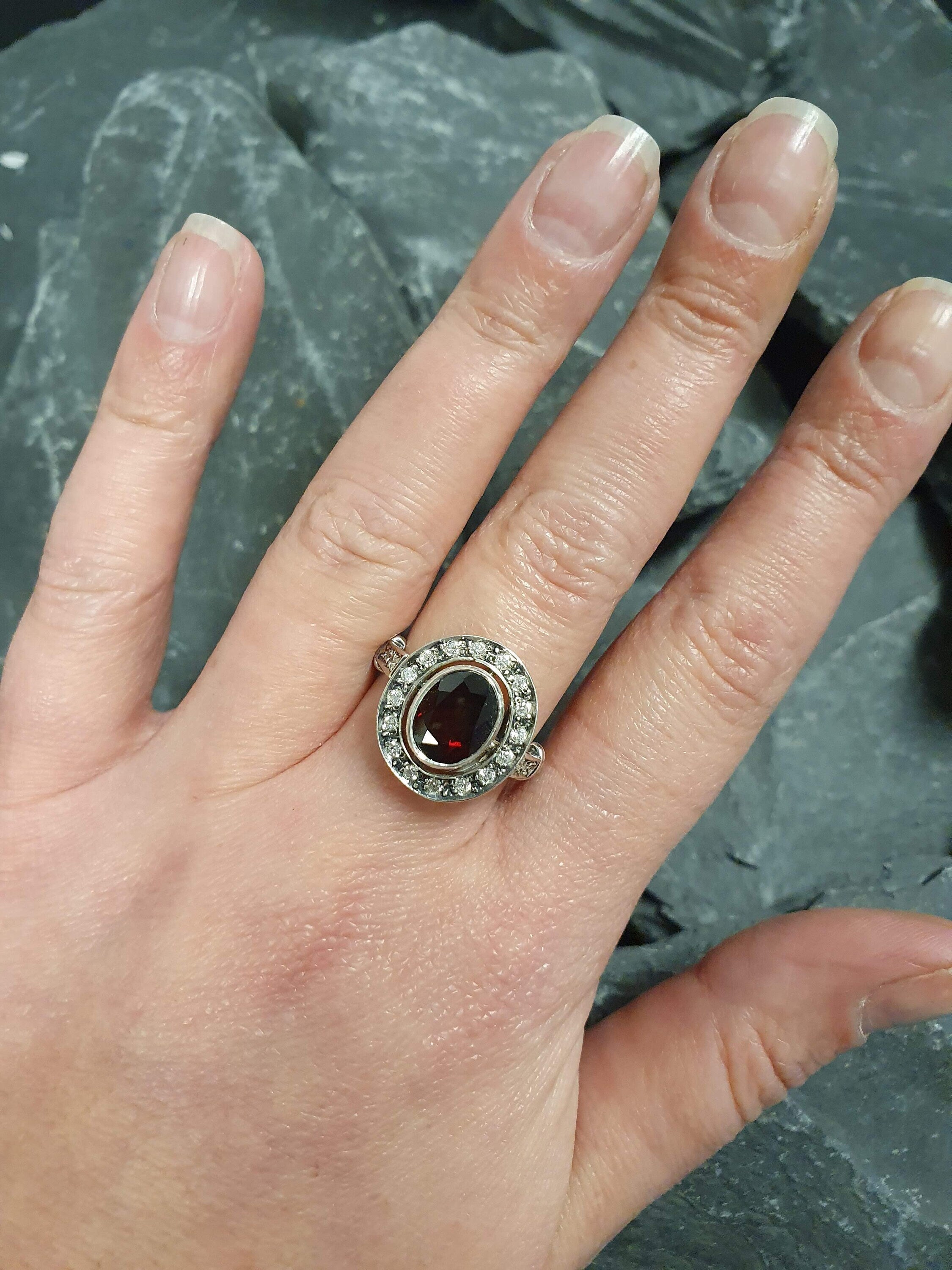 Red Vintage Ring, Garnet Ring, Natural Garnet, January Birthstone, Red Ring, Antique Ring, Vintage Ring, 925 Silver Ring, Red Diamond Ring