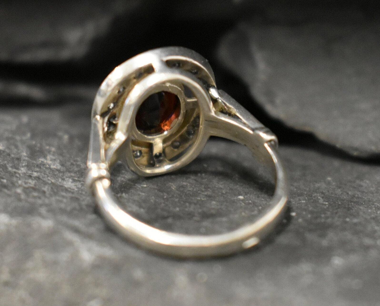 Red Vintage Ring, Garnet Ring, Natural Garnet, January Birthstone, Red Ring, Antique Ring, Vintage Ring, 925 Silver Ring, Red Diamond Ring