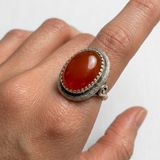 Carnelian Ring - Solitaire Statement Ring - Red Vintage Ring
