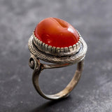 Carnelian Ring - Solitaire Statement Ring - Red Vintage Ring