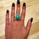 Prehnite Ring - Vintage Statement Ring - Large Oval Ring