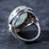 Prehnite Ring - Vintage Statement Ring - Large Oval Ring