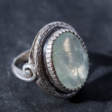 Prehnite Ring - Vintage Statement Ring - Large Oval Ring