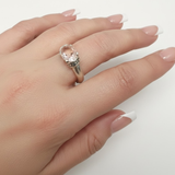 Pink Solitaire Ring - Morganite Boho Ring, Pink Tribal Ring