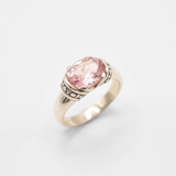 Pink Solitaire Ring - Morganite Boho Ring, Pink Tribal Ring