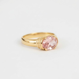 Pink Solitaire Ring - Morganite Boho Ring, Pink Tribal Ring