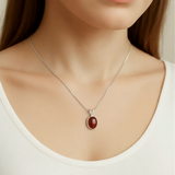 Carnelian Necklace - Oval Bezel Necklace - Red Vintage Pendant