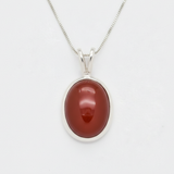 Carnelian Necklace - Oval Bezel Necklace - Red Vintage Pendant