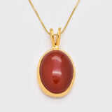 Carnelian Necklace - Oval Bezel Necklace - Red Vintage Pendant