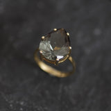 Green Diamond Gold Ring - Teardrop Ring, Statement Ring, Teardrop Gold Ring