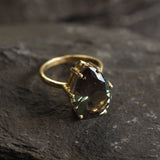 Green Diamond Gold Ring - Teardrop Ring, Statement Ring, Teardrop Gold Ring