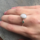 Vintage Opal Ring - Natural Opal Ring - Real Emerald Ring