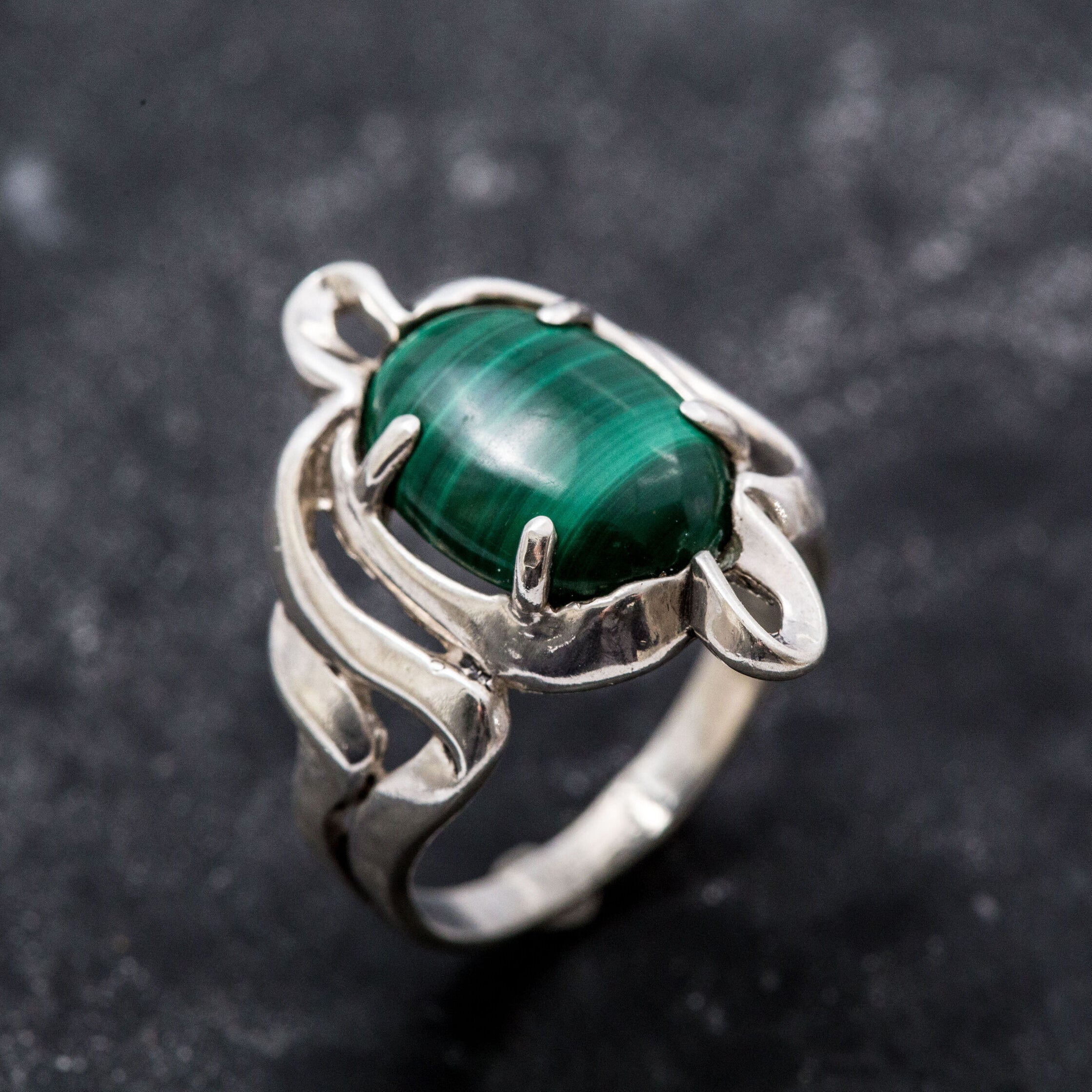 Malachite Ring, Natural Malachite Ring, Vintage Rings, Green Malachite, 6 Carat Ring, Green Ring, Silver Ring, Real Malachite, Malachite