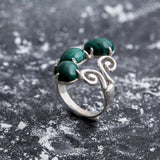 Malachite Ring - Green Boho Ring - Long Malachite Ring