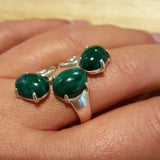 Malachite Ring - Green Boho Ring - Long Malachite Ring