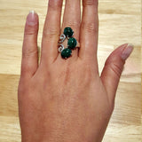 Malachite Ring - Green Boho Ring - Long Malachite Ring