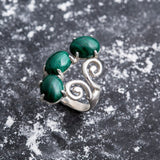 Malachite Ring - Green Boho Ring - Long Malachite Ring