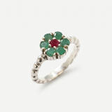 Natural Emerald Ring made in 925 Sterling Silver with Round Natural Green Emerald in Cluster setting, May Birthstone gift idea, symbolizes growth, harmony, and deep emotional healing, ideal for everyday wear and perfect for birthday gifting and special occasions.