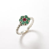 Natural Emerald Ring made in 925 Sterling Silver with Round Natural Green Emerald in Cluster setting, May Birthstone gift idea, symbolizes growth, harmony, and deep emotional healing, ideal for everyday wear and perfect for birthday gifting and special occasions.