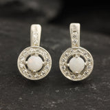 Genuine Opal Earrings - Australian Opal Studs - White Cluster Earrings