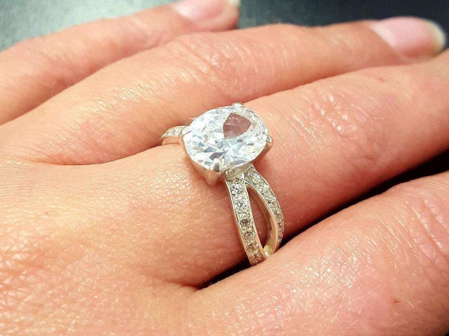 Antique Diamond Ring, Created Diamond, Bridal Ring, Engagement Ring, Solitaire Ring, 3 Carats Ring, Silver Promise Ring, 925 Silver Ring