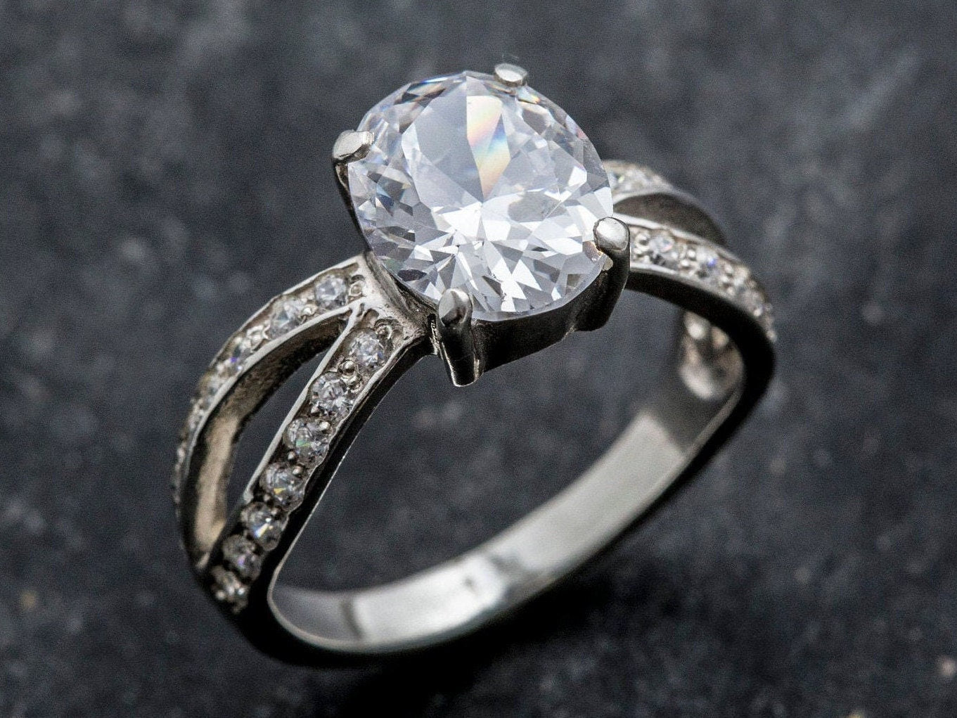 Antique Diamond Ring, Created Diamond, Bridal Ring, Engagement Ring, Solitaire Ring, 3 Carats Ring, Silver Promise Ring, 925 Silver Ring