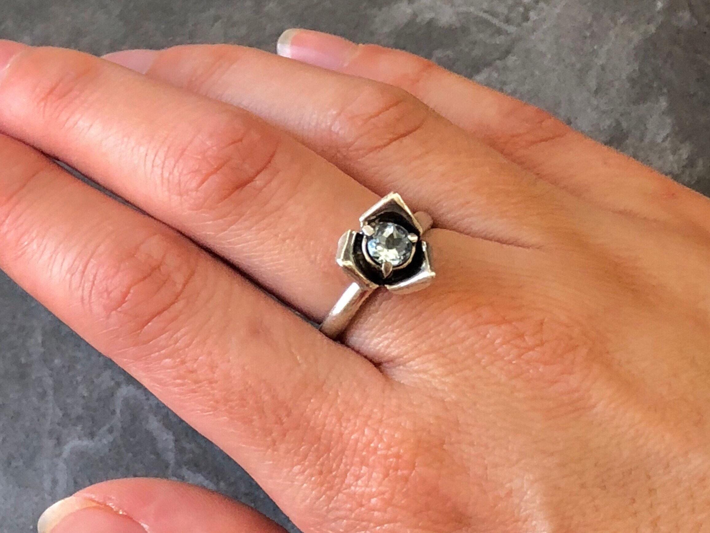 Blue Topaz Ring, Flower Topaz Ring, Topaz Rose Ring, Blue Topaz, Vintage Topaz Ring, December Birthstone, Rose Petal Ring,Silver Ring