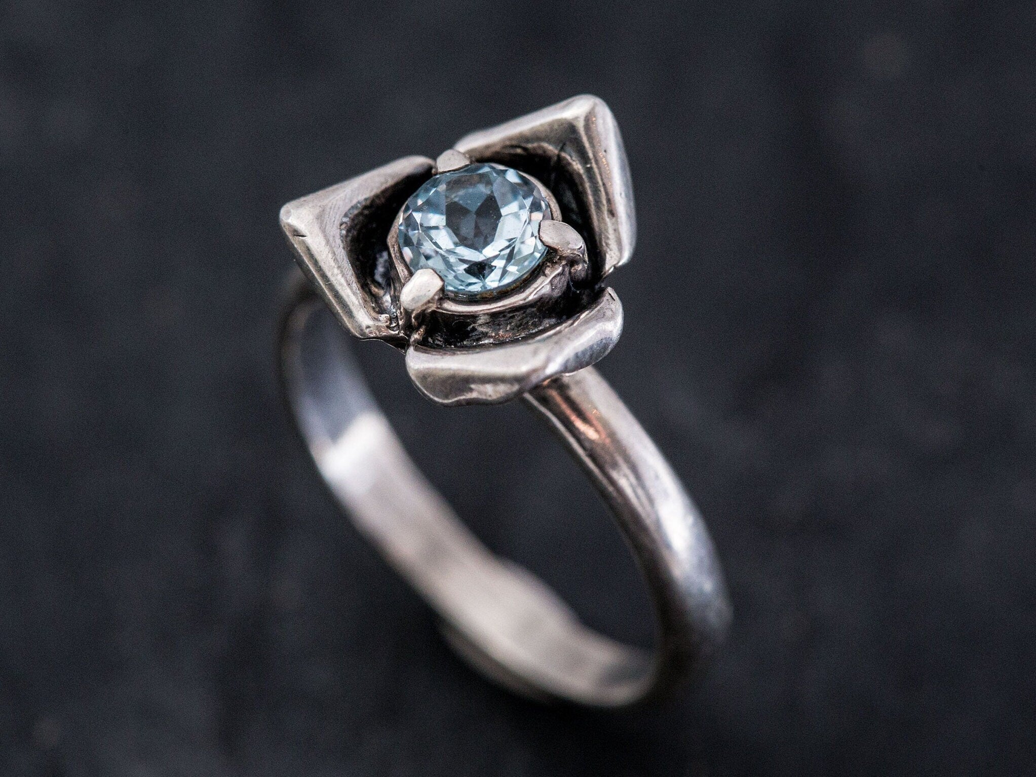 Blue Topaz Ring, Flower Topaz Ring, Topaz Rose Ring, Blue Topaz, Vintage Topaz Ring, December Birthstone, Rose Petal Ring,Silver Ring