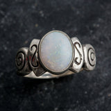 Stylish 925 Sterling Silver ring set with a Natural White Australian Opal, representing hope and purity, ideal for everyday wear.