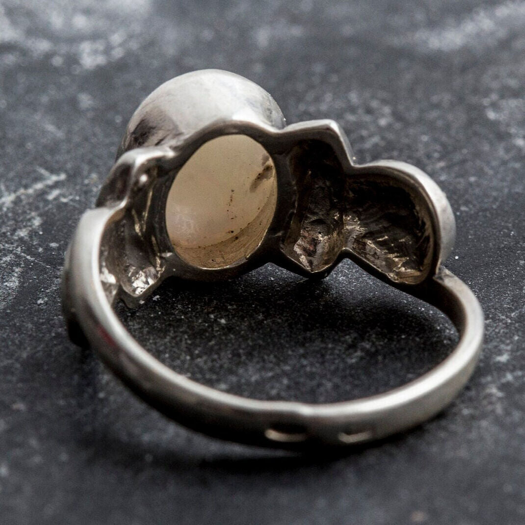 Captivating 925 Sterling Silver ring showcasing an Oval Natural White Australian Opal, perfect for everyday elegance and gifts.