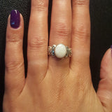 Australian Opal Ring - Opal Bezel Ring - White Boho Ring