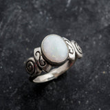 Australian Opal Ring - Opal Bezel Ring - White Boho Ring