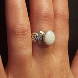 Australian Opal Ring - Opal Bezel Ring - White Boho Ring