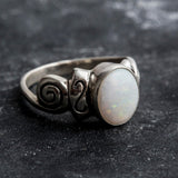 Australian Opal Ring - Opal Bezel Ring - White Boho Ring