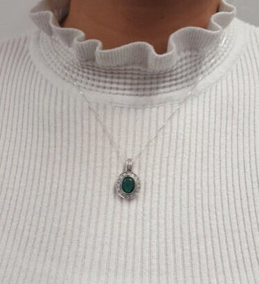 Aquamarine Pendant, Created Aquamarine, Victorian Pendant, Blue Vintage Pendant, Blue Diamond Pendant, Vintage Pendant, 925 Sterling Silver