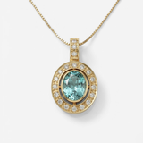 Gold Aqua Pendant - Vintage Aquamarine Necklace, Gold Vintage Necklace