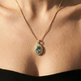 Gold Aqua Pendant - Vintage Aquamarine Necklace, Gold Vintage Necklace