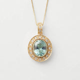 Blue Aqua Pendant - Bridal Aquamarine Necklace, Victorian Oval Pendant