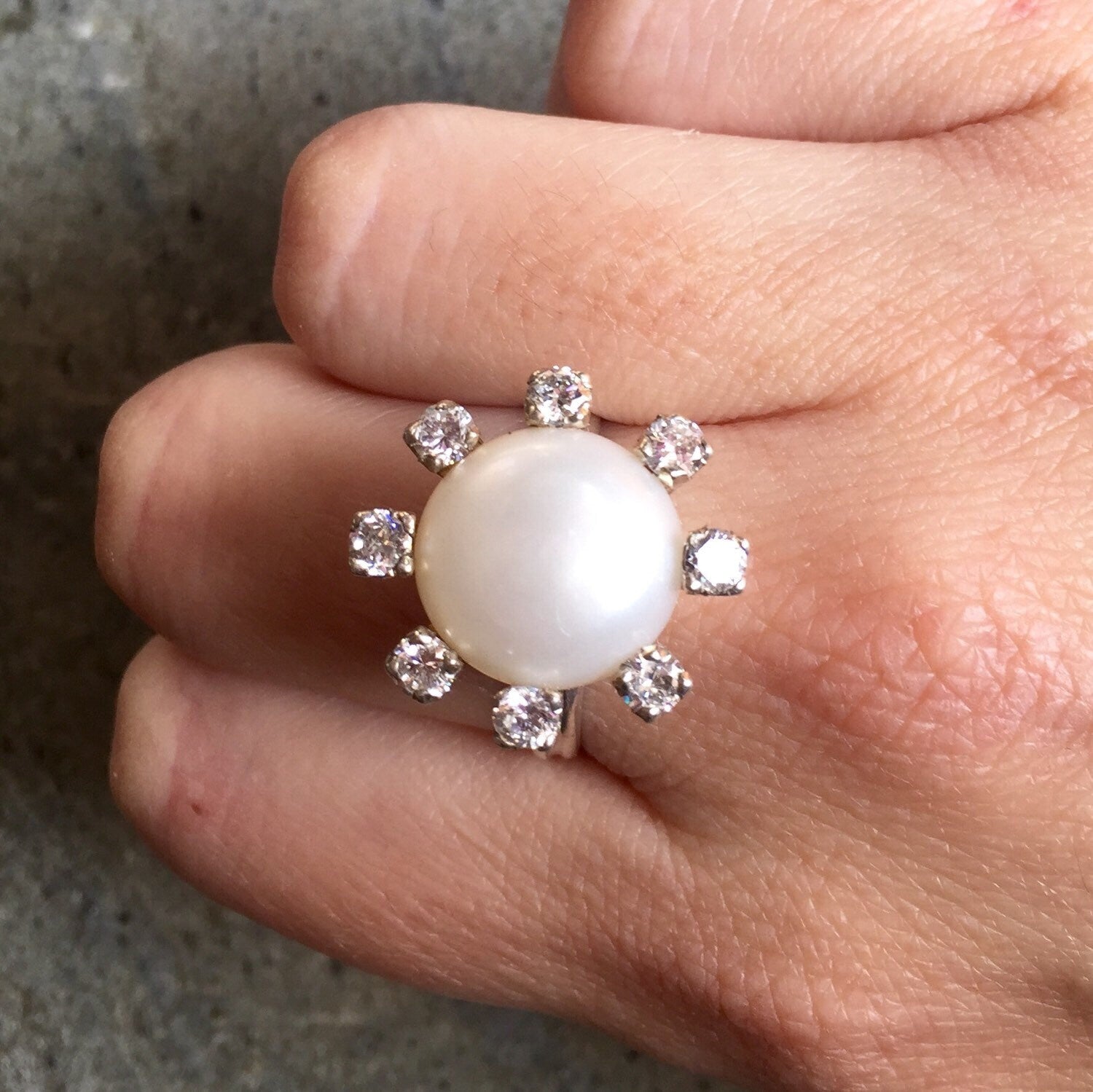 White Pearl Ring, Pearl Ring, Natural Pearl, June Birthstone, Vintage Pearl Ring, White Ring, Statement Ring, June Ring, Solid Silver Ring