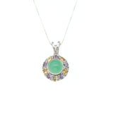 Colorful Flower Necklace - Chrysoprase Pendant - Victorian Multistone Necklace