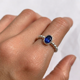 Elegant Sapphire Ring in 925 Sterling Silver with Baguette Blue Sapphire, perfect September birthstone gift for any occasion.